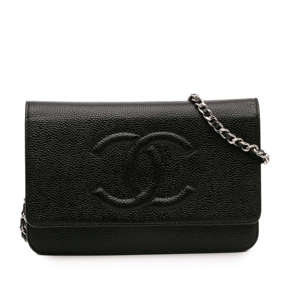 Pre-Loved Chanel CC Caviar Wallet On Chain - Picture 1 of 12